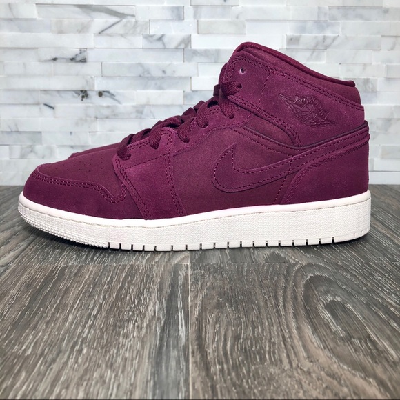 NWOT Kids Air Jordan 1 Mid Bordeaux & Sail - Picture 5 of 8